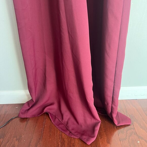 Vince Camuto Womens Chiffon Wide Leg Jumpsuit SMALL Crisp Merlot Flutter Sleeve - Picture 6 of 14